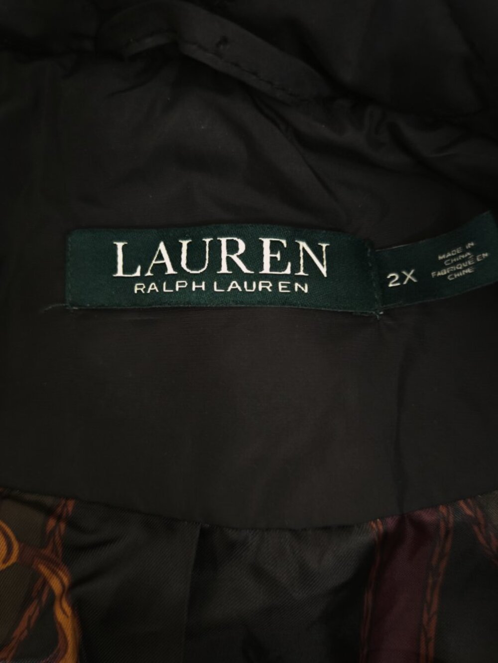 NWOT Ralph Lauren sz 2X black diamond quilted zip up hooded anorak coat / jacket - Picture 10 of 10